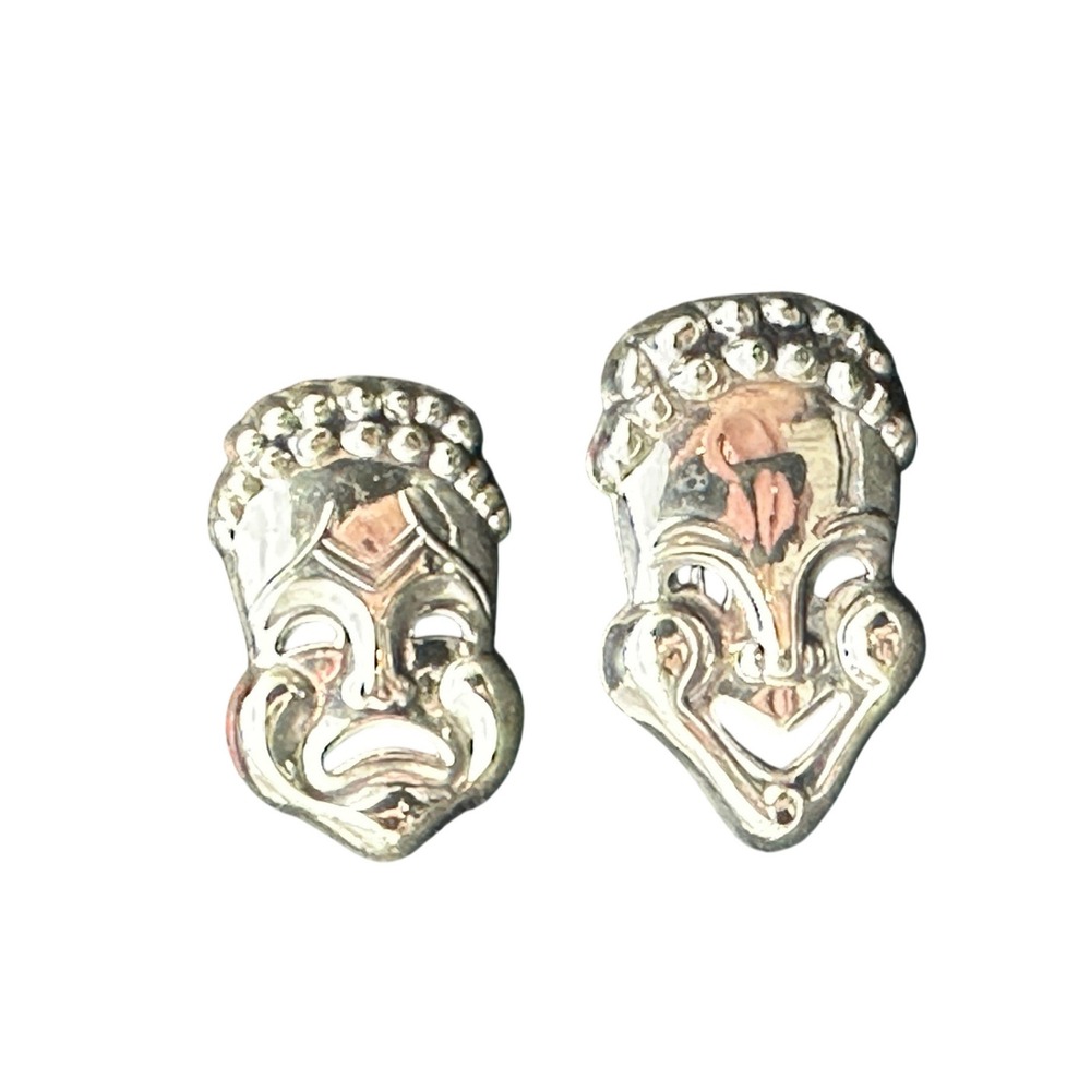 Danecraft Vintage Comedy Tragedy Theater Mask Earrings‎ Sterling Silver 925